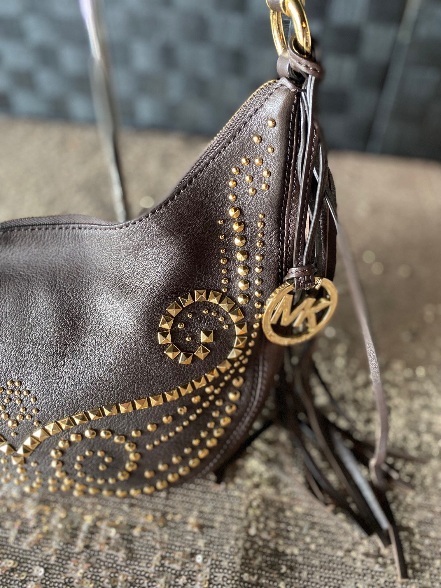 Michael kors rhea studded handbag best sale